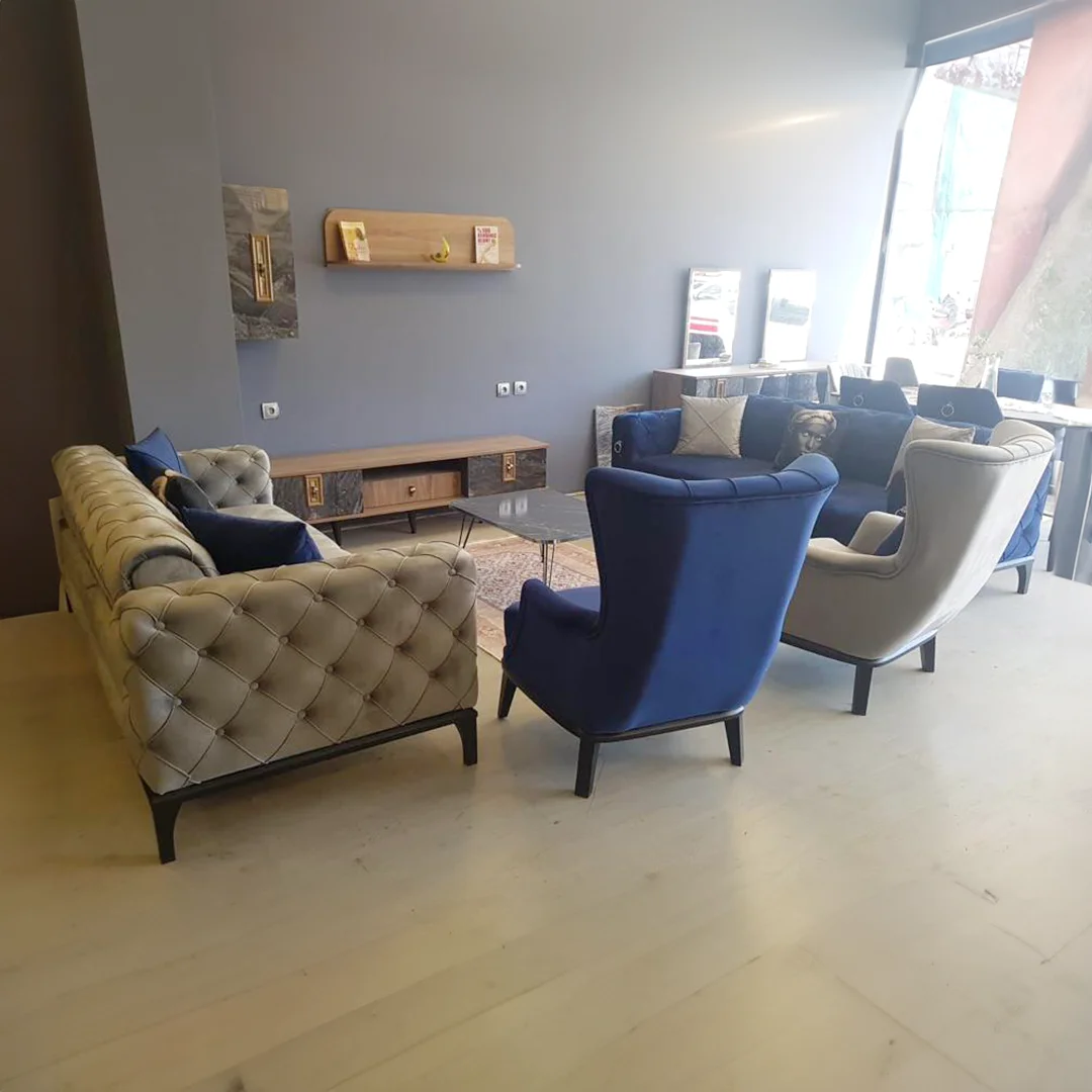 mavi nubuk modern salon takımı